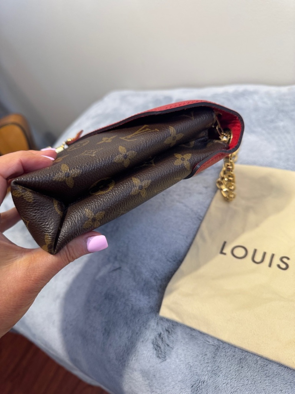 Louis Vuitton Pallas Chain Monogram Red Leather Shoulder Bag - Picture 9 of 17